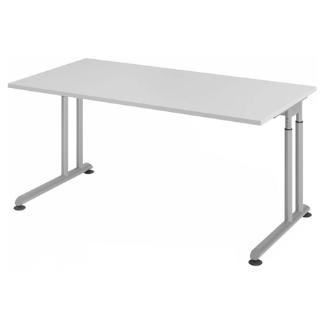 Scrivania regolabile in altezza ZENO 16 S con piano grigio e struttura argento di hjh OFFICE PRO