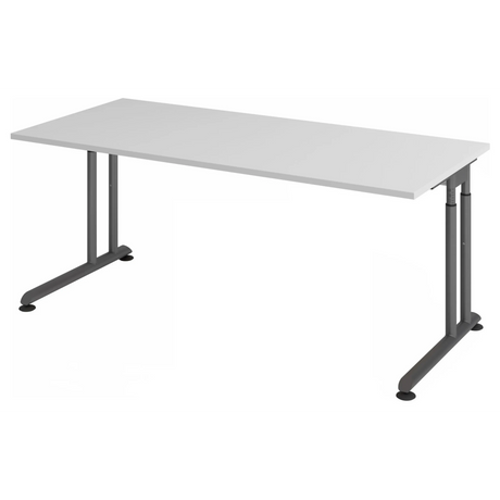 Scrivania regolabile in altezza ZENO 19 G con piano bianco e struttura grigio grafite di hjh OFFICE PRO