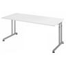 Scrivania regolabile in altezza ZENO 19 S con piano bianco e struttura argento di hjh OFFICE PRO