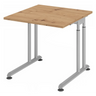 Scrivania regolabile in altezza ZENO 8 S in rovere nodoso e argento con gambe a U di hjh OFFICE PRO