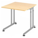 Scrivania regolabile in altezza ZENO 8 S con piano in legno d'acero e struttura argentata di hjh OFFICE PRO