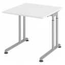 Scrivania regolabile in altezza ZENO 8 S con piano bianco e struttura argento di hjh OFFICE PRO